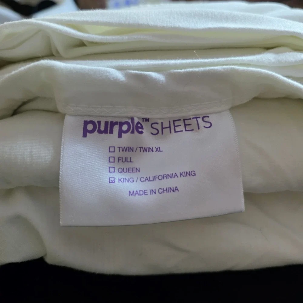 Purple Sheets King California King White Bamboo Blend Stretch Flat Sheet Only